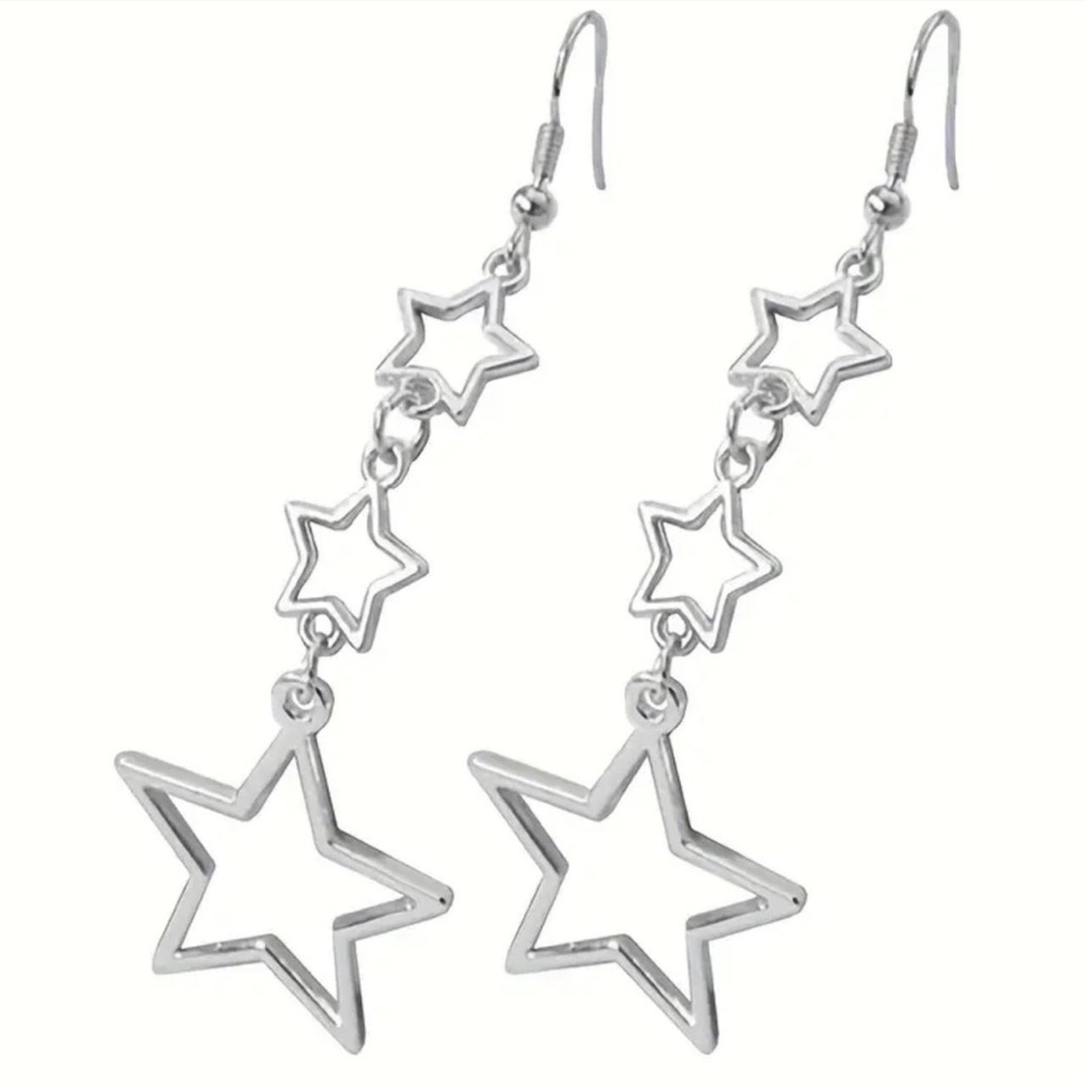 Silver Star Dangle Earrings